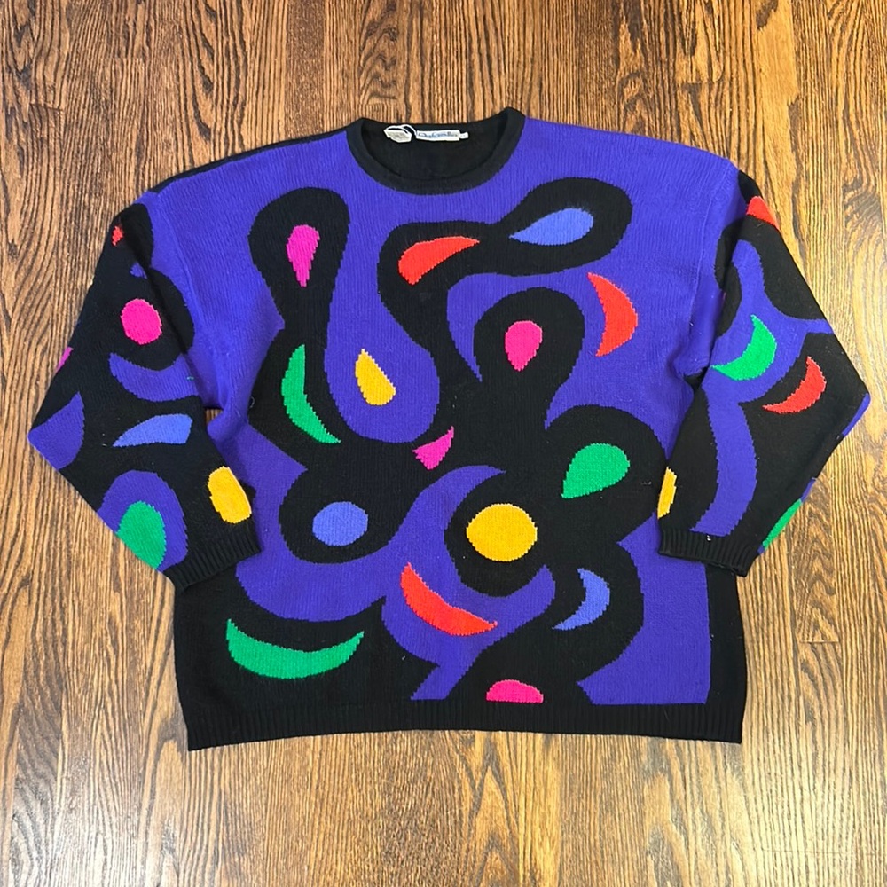 Vintage 90s Abstract Angora and Wool Blend Knit Sweater